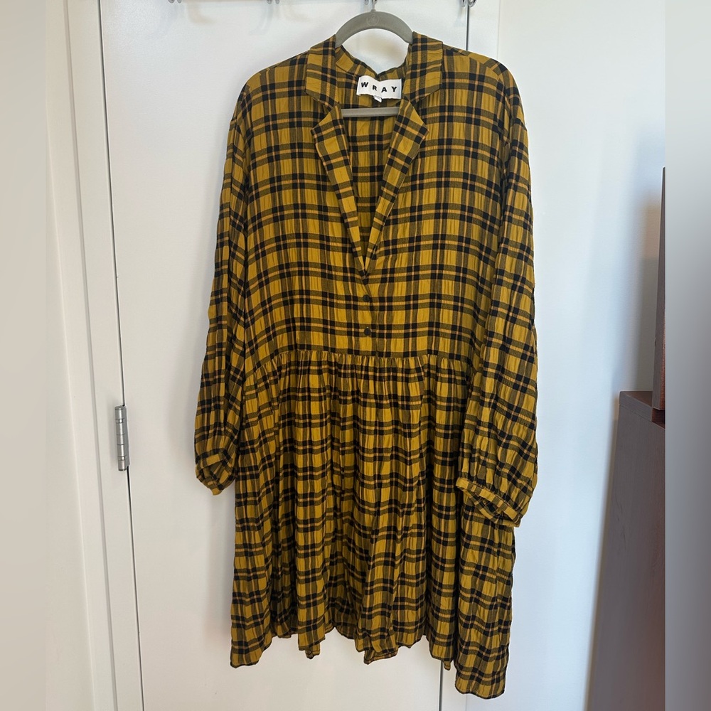 Wray Mini Quinn Dress Gold Plaid Brand New Without Tags